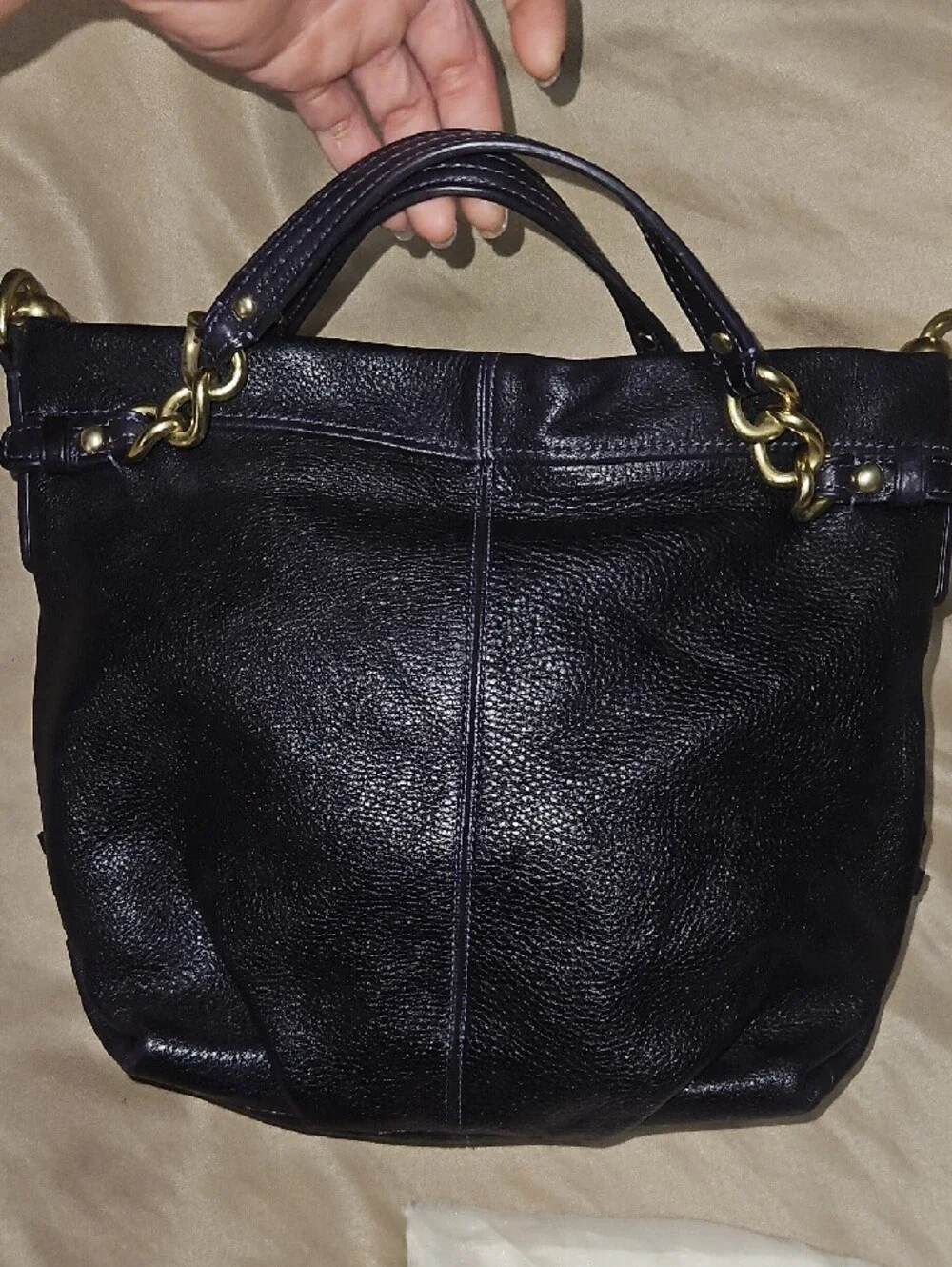 Coach Purple Leather Shoulder Bag with Gold-Tone Hardware